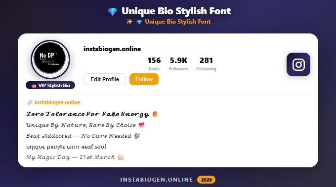 Unique Instagram Bio Stylish Font